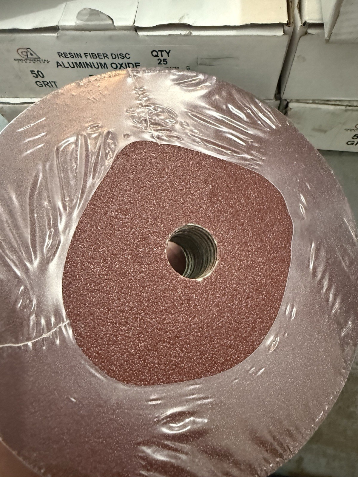 CONTINENTAL ABRASIVES 7-Inch Fiber Resin Sanding Disc 50 Grit 150 Pieces NEW