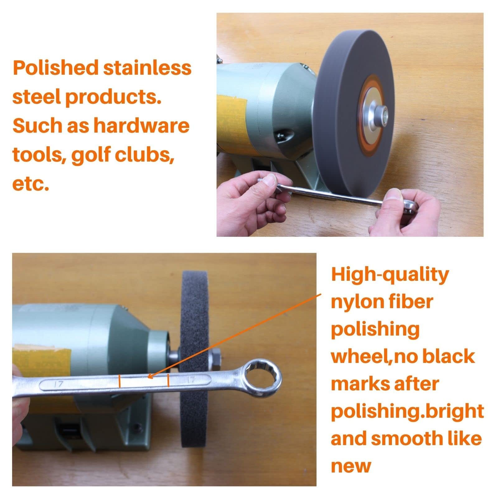 8 Inch Deburring Nylon Fiber Wheel for Bench Grinder – Stainless Polishing