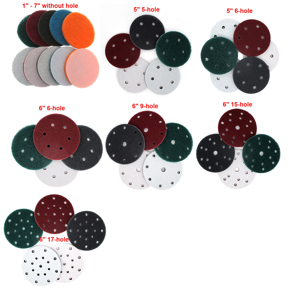1″ – 7″ Hook Loop Scouring pad Nylon Fiber Sanding Discs Pads 240 – 3000 Grit
