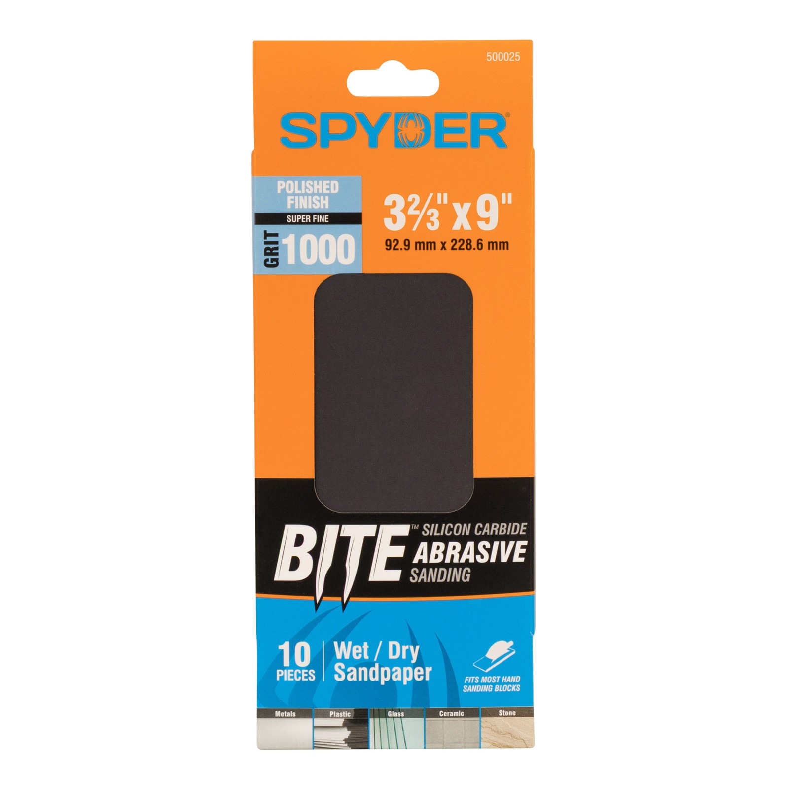 Spyder 3-2/3 in. x 9 in. 1000 Grit Wet/Dry Sandpaper Sheets 10-Pack 500025