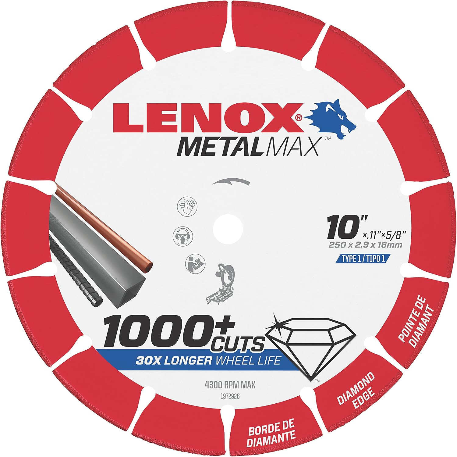 Lenox Metalmax 10 Inch Segmented Rim Diamond Edge Cutoff Wheel for Metal