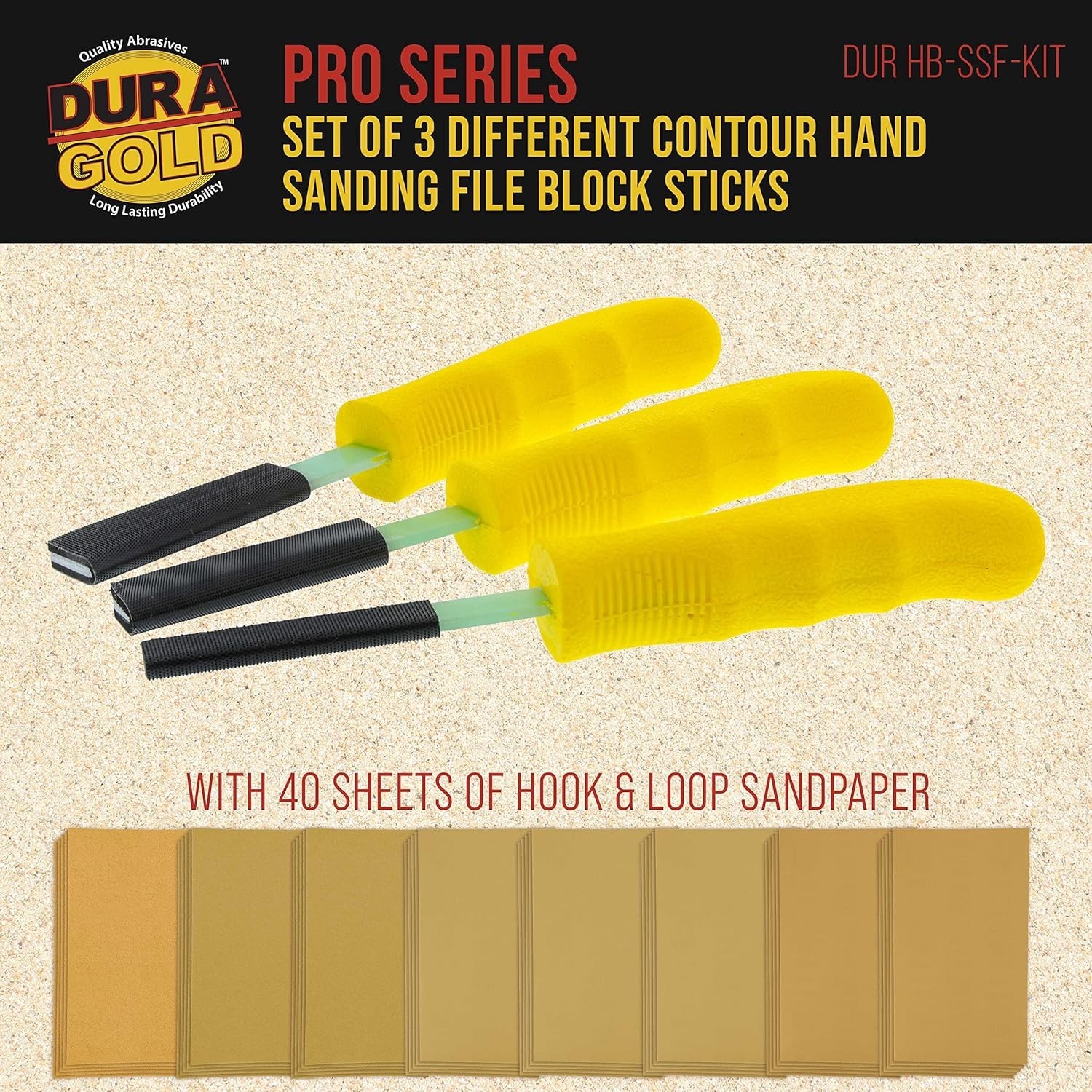 Contour Hand Sanding File Set with 40 Sandpapers for Wood Metal Auto Shape