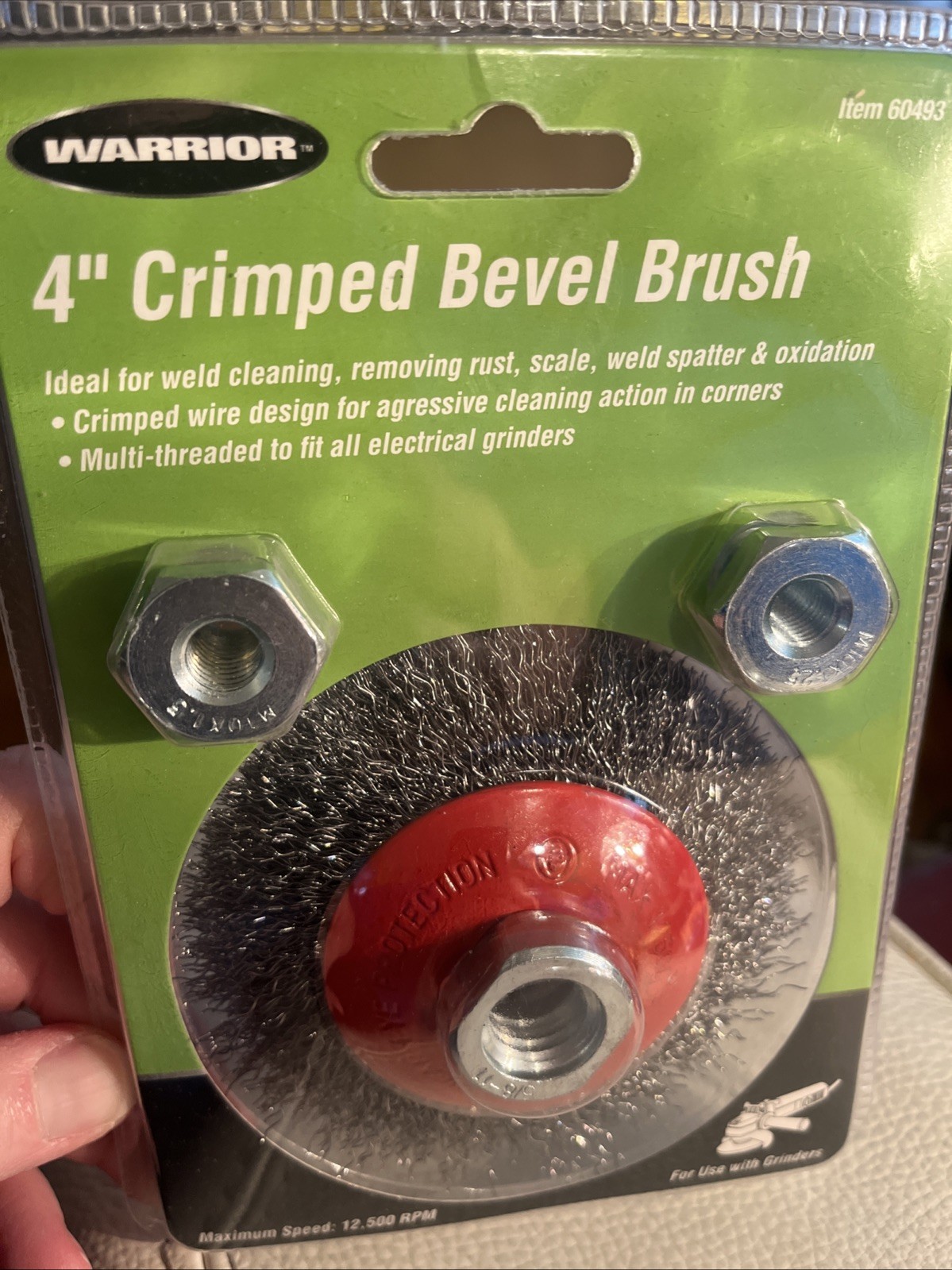 NEW WARRIOR 4” CRIMPED WIRE BEVEL BRUSH SEALED—WELD CLEANING, RUST SCALE REMOVAL