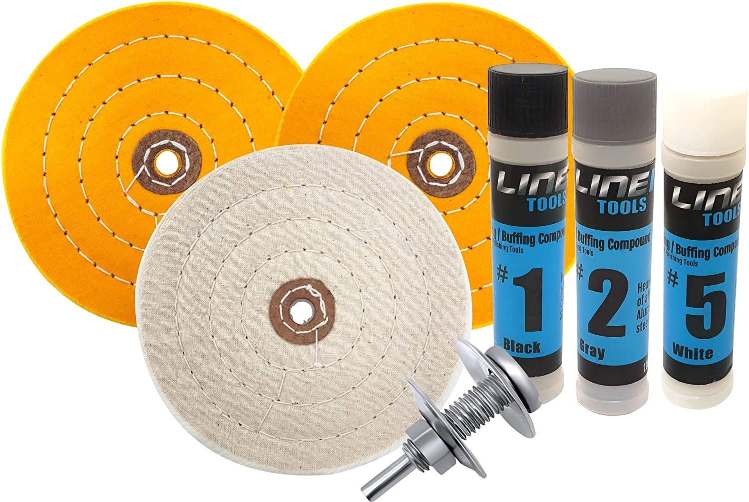 7pc Metal Buffing Kit for Drill 6″ Wheel for Polishing S. Steel Iron Aluminum