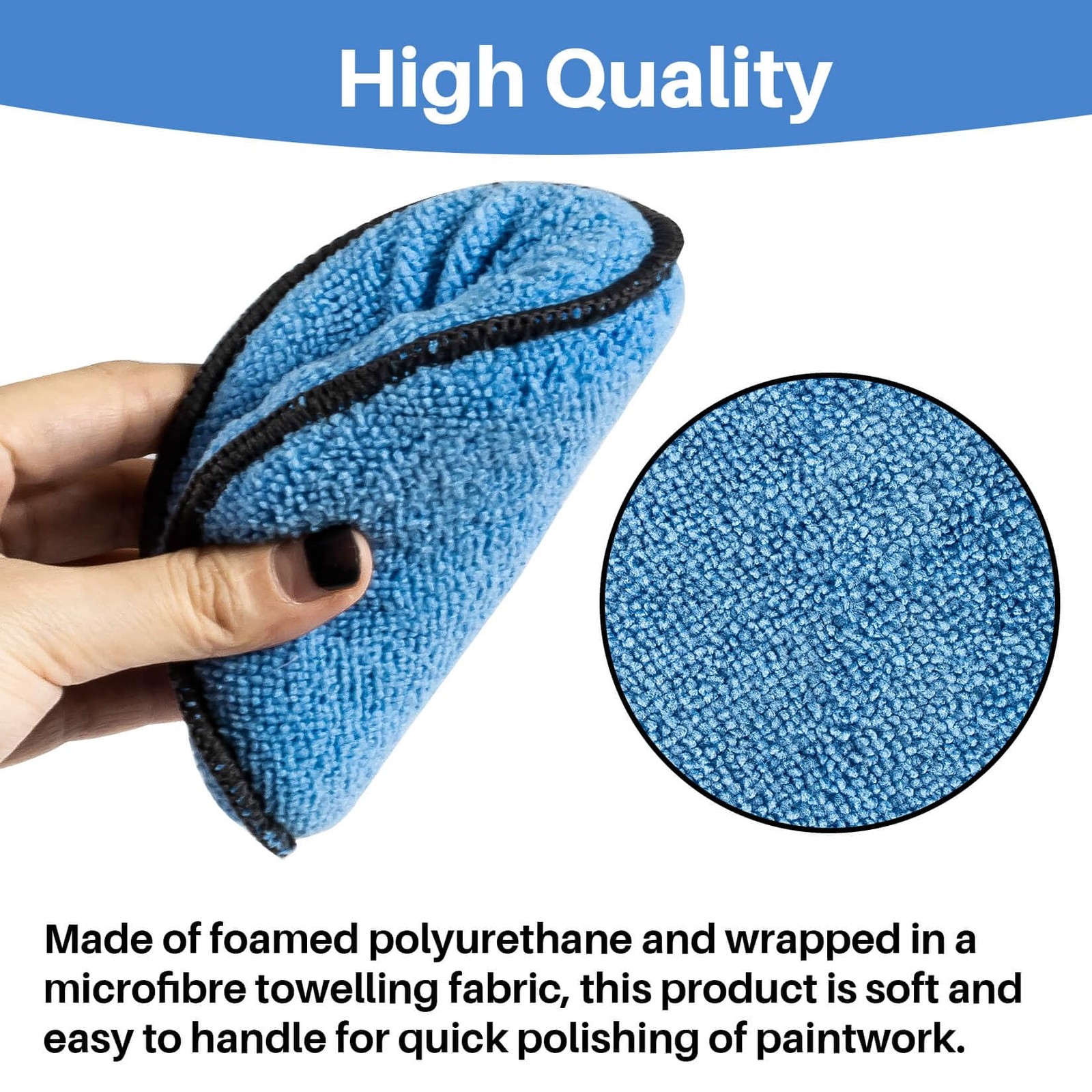 Sukh 12 Pack Microfiber Foam Car Wax Applicator Pad – 12pcs, Blue