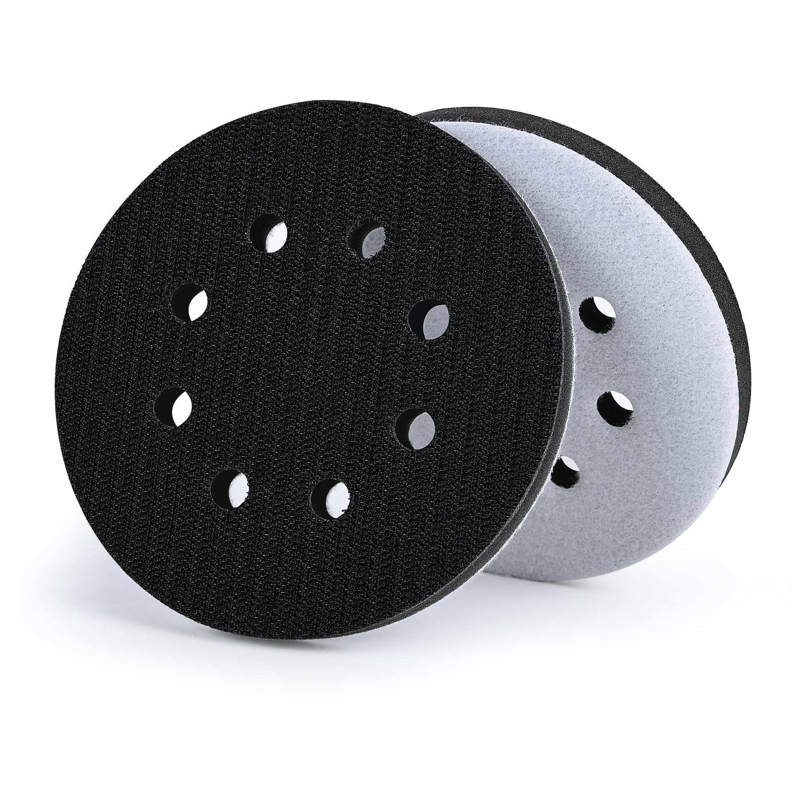 POTUINOM 5 Inch 8 Holes Foam Sanding Pads 2Pcs Interface Pad 125mm, Black