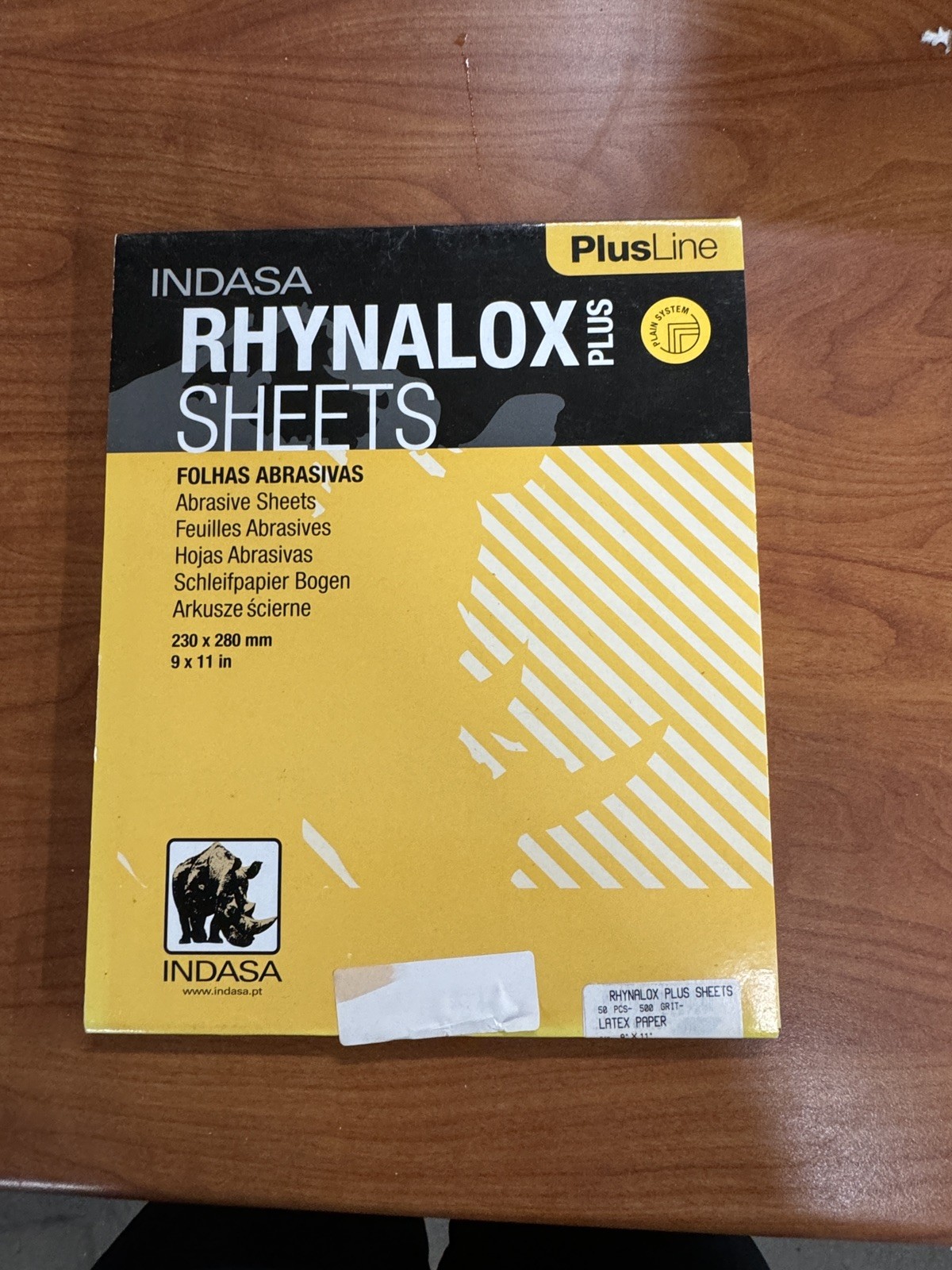Indasa Rhynalox PlusLine 3A Sanding Sheets 9×11, 50/sleeve, 500 Grit