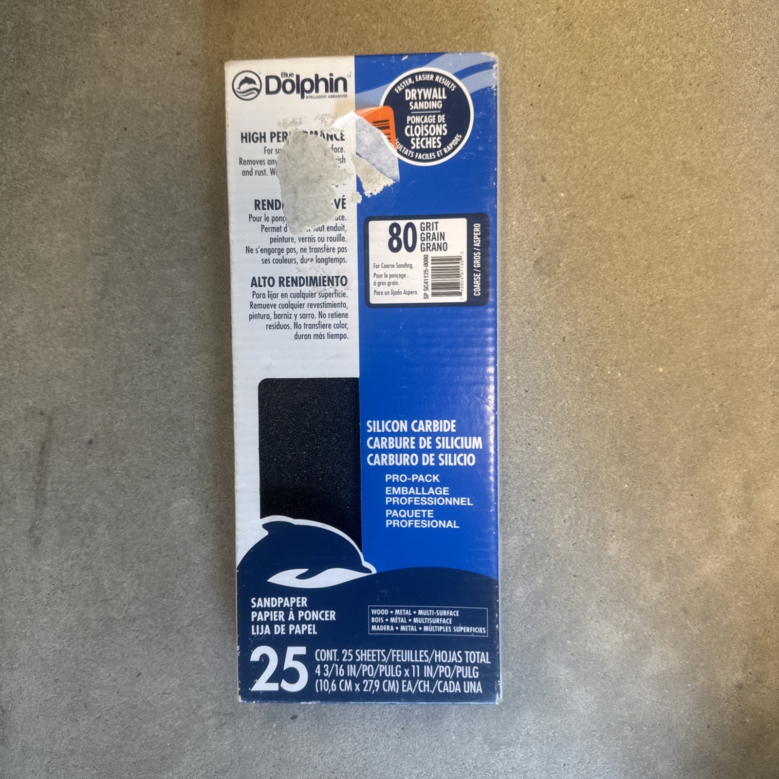 Qty 25 Blue Dolphin 80 Grit Drywall Sanding Sheets 4 3/16″x11″