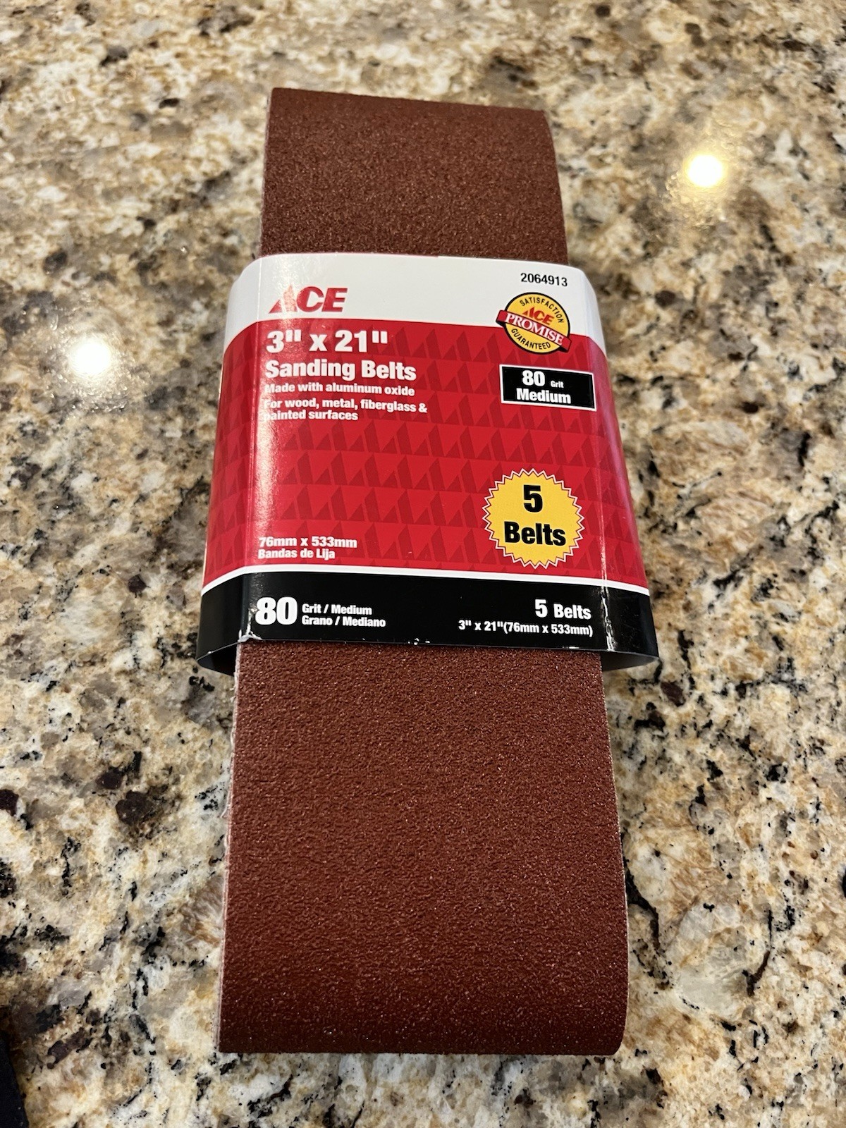 3″x 21″ 80-Grit ACE Sanding Belts Durable Abrasive for Belt Sanders Set of 4 NEW