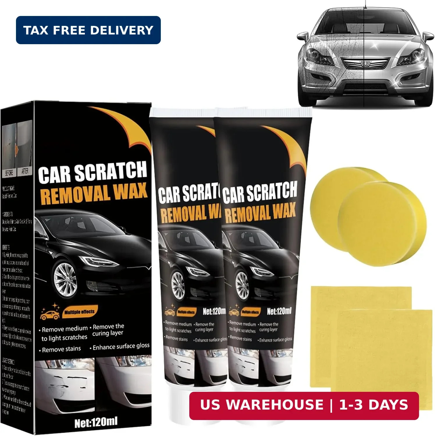 2PCS Car Scratch Remover Wax, Scratch Remover for Vehicles, Premium Polishing Co