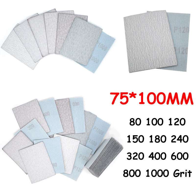 80-1000 Grit 75mmx100mm V elcro Self-Adhesive Sanding Sheet Sand Dry Pad Paper