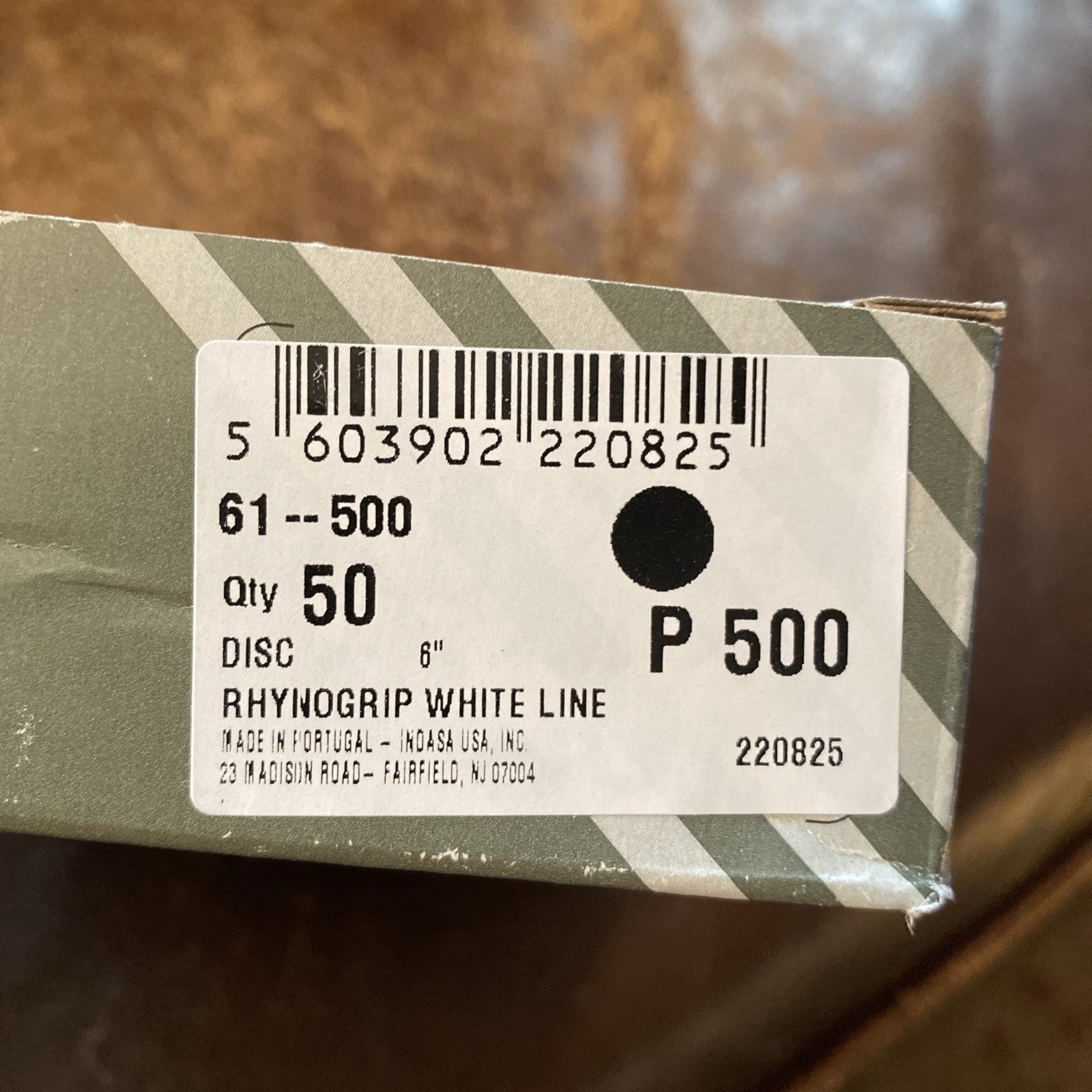 Indasa RhynoGrip Discs White Line P500 6″ Grip Abrasive Discs Box of 50 61-500