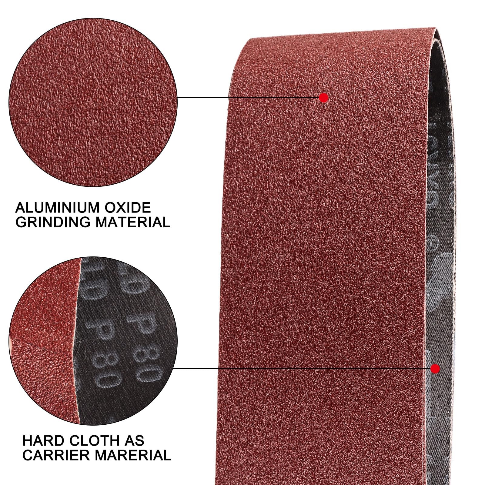 Vesagrin 4 x 24 Sanding Belts 12PCS Belt Sander 4x24inch 80 120 150 Grit, Red