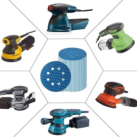 SATC 100PCS 5in 8-Hole Diamond Shape Sanding Disc Hook & Loop Sander 80-600 Grit