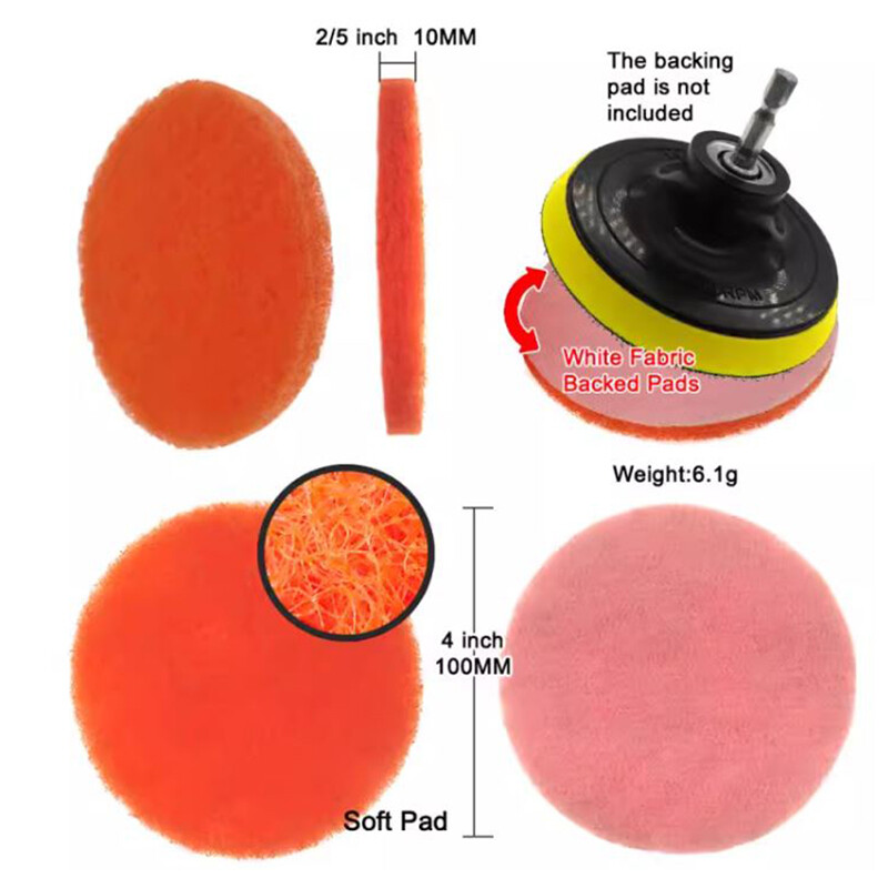 4″ 100mm Hook & Loop Scouring Pad Flocking Sanding Discs 240-3000 Grit Polishing