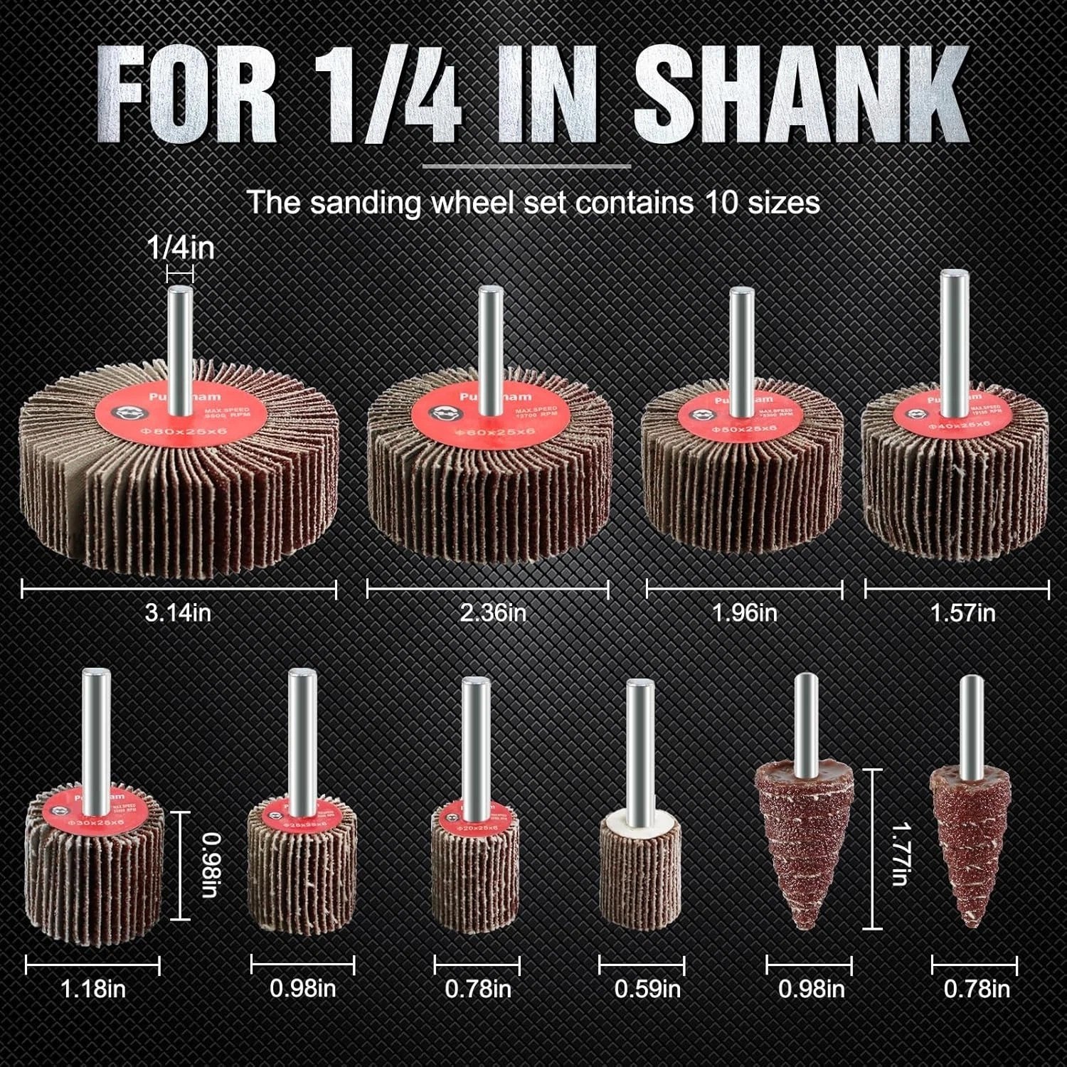 20 Pcs Flap Wheel Sander Set 80 Grit Sanding Wheel for Drill 1/4″ Shank for Meta