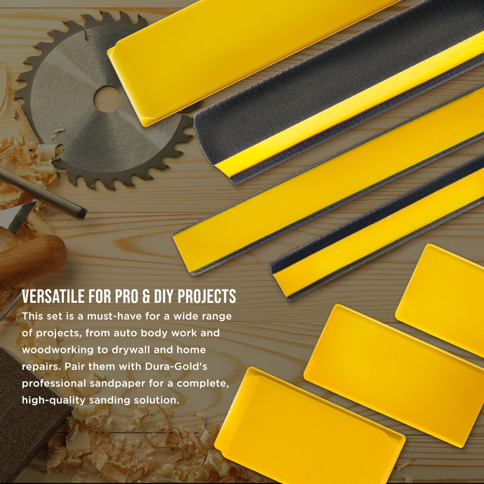 7-Piece Hand Sanding Block Set – Hook & Loop Sander Pads for Woodworking, Auto B