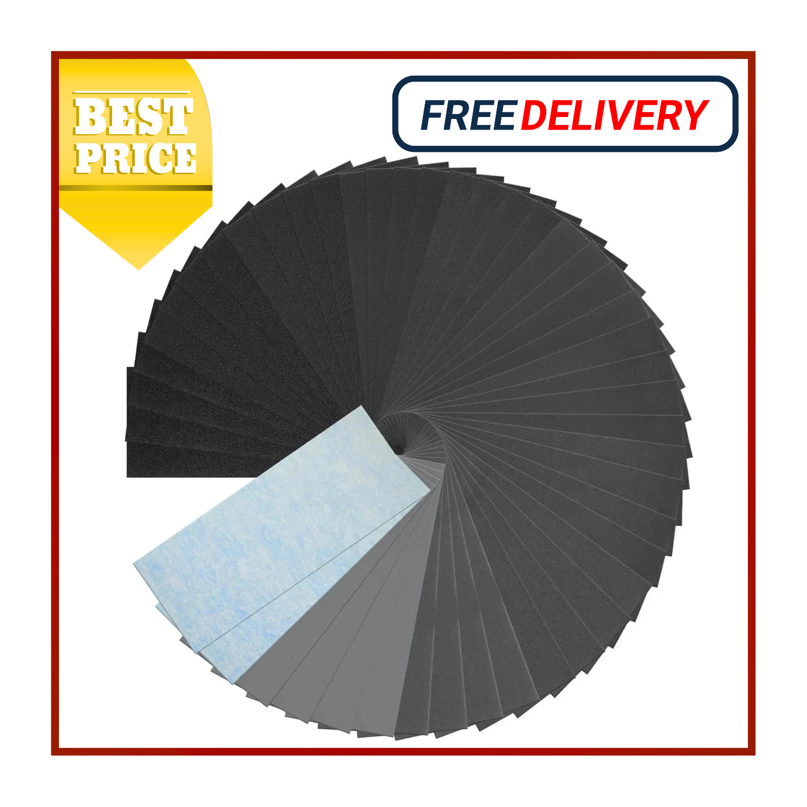 50 Pcs Sandpaper Sheets, 13 Grits 120–5000 Wet Dry Assortment for Wood & Metal