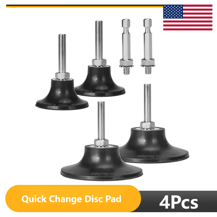 4Pc 2″ 3″ Quick Change Disc Pad Holder with 1/4in Shank for Type R Sanding Disc