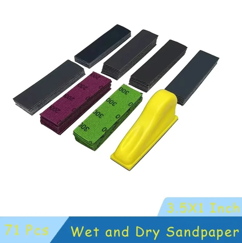 71pcs Mini Sandpaper Kit Hook Loop Sanding Block 400-3000 Grit Set Tool – NEW
