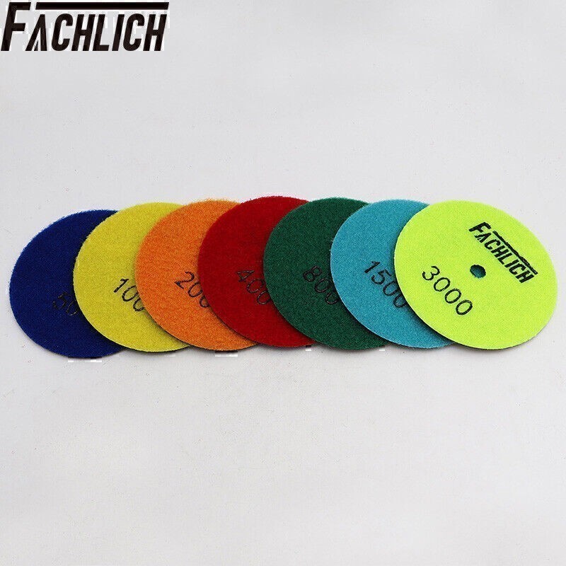 7pcs Diamond Polishing Pad Set Sanding Grinding Disc 4”/100mm Granite Marble