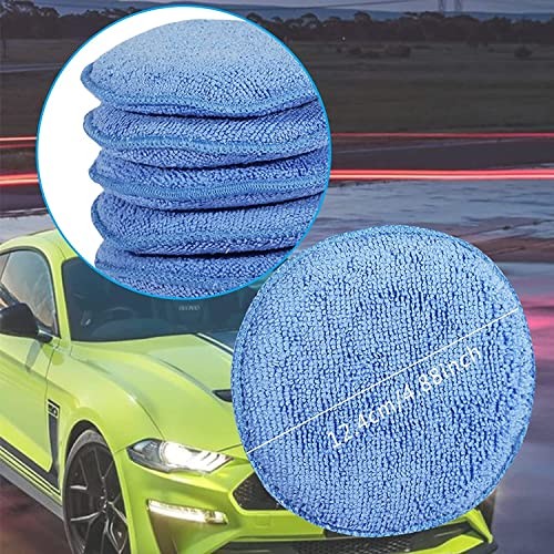 FONAROLL Microfiber Wax Applicator Pads, Car Wax Applicator, Buffing & Blue