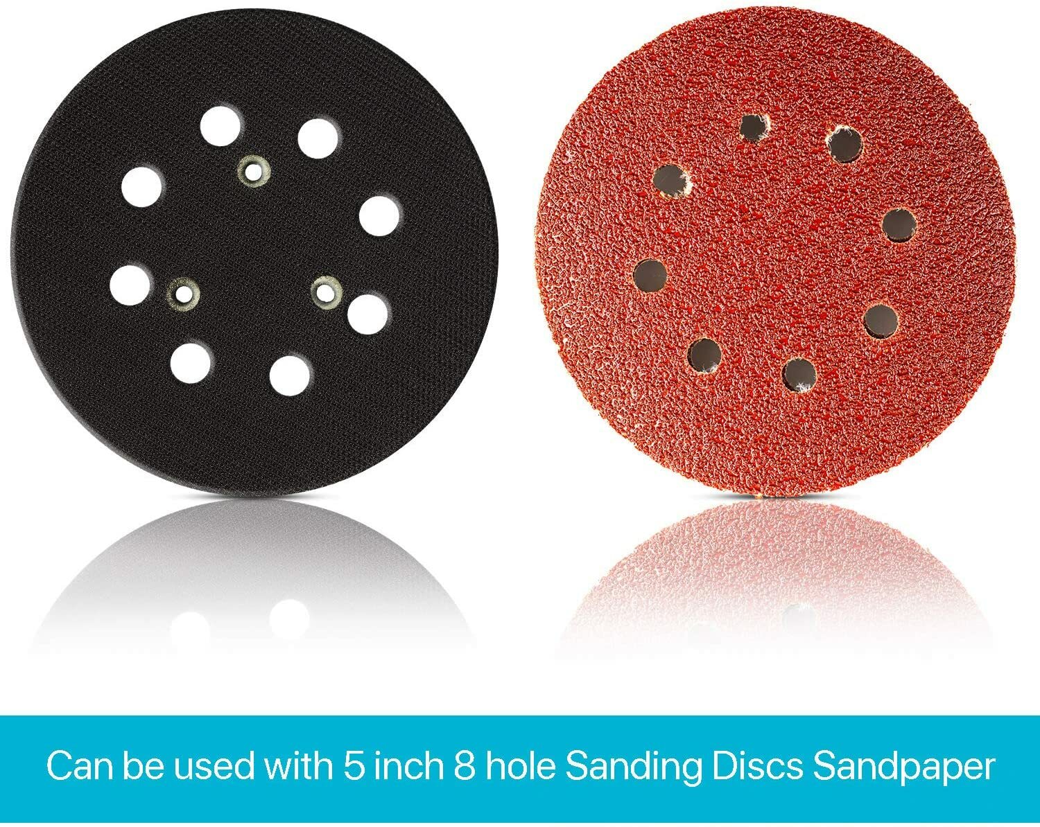 2PCS 5Inch 8-Hole Orbital Sander Hook Loop Backing Replacement Pad for Makita