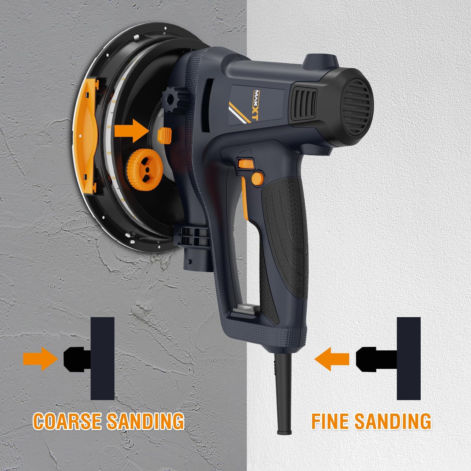 MAXXT Handheld Drywall Sander 810W, Electric for Extra Large, Gray