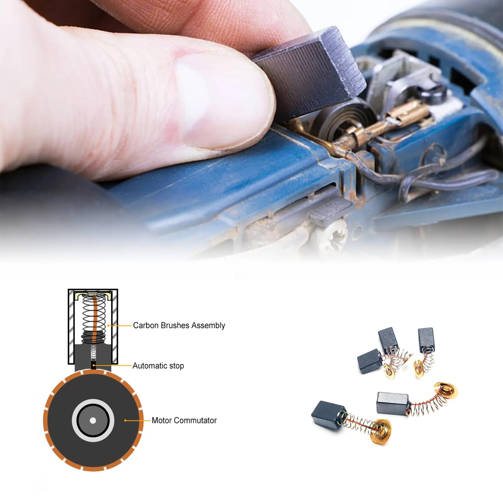 RICHERI 60 Pcs Electric Motor Carbon Brushes 10 Different Sizes for BLACK