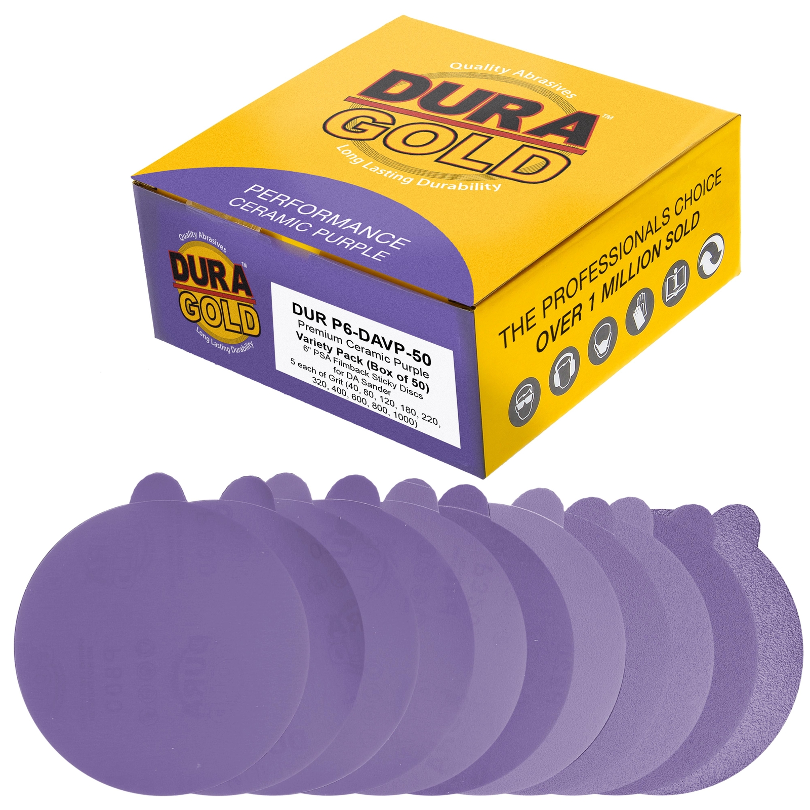 6″ PSA Sanding Discs, 50 Disc Variety Pack – Self Adhesive Stickyback Sandpaper