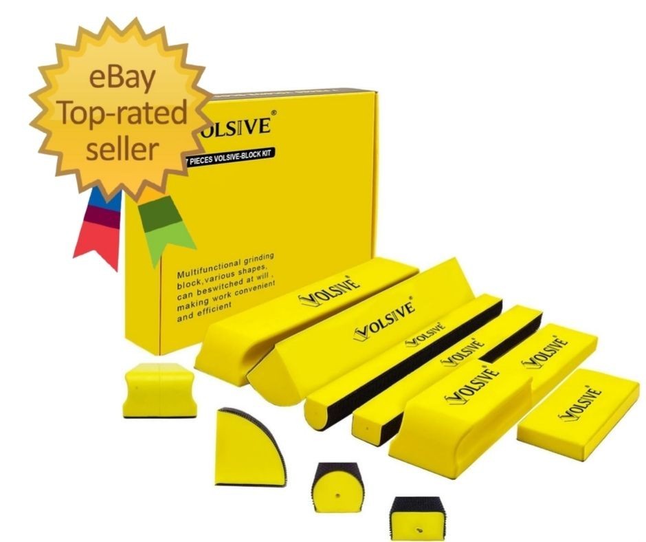 7Pcs Hand Sanding Block Set, Rectangle Handheld Sanding Pad, Hook and Loop Inter