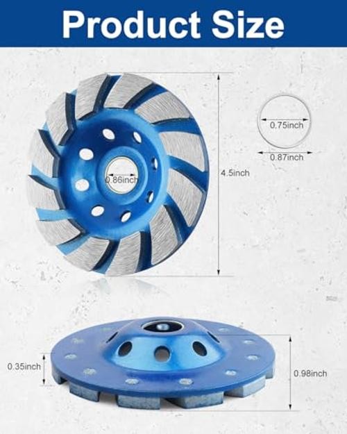 4 1/2 inch Diamond Concrete Grinding Wheel, 12-Segment | 1.0 Segment Turbo