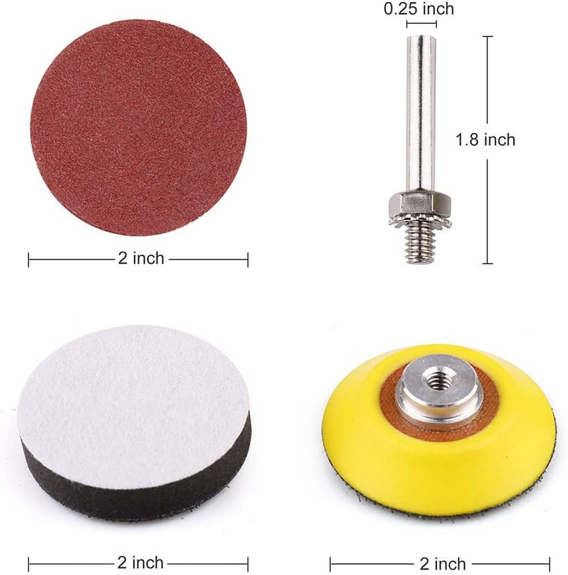 LotFancy 2 Inch Sanding Discs, 100PCS 60-3000 Grit Sandpaper and 1/4″ Shank Back