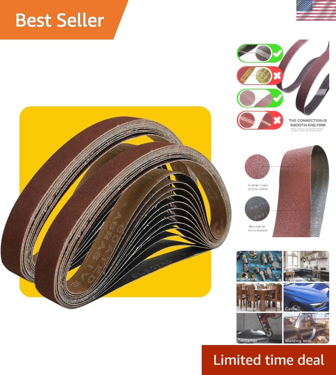 Antistatic 1/2×18 Inch Sanding Belt Pack – 24 Durable Belts for All Materials