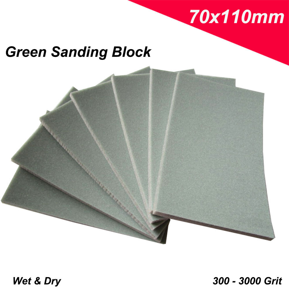 70x110mm Foam Sponge Sanding Block Green Sandpaper Abrasive Wet & Dry 300-3000#