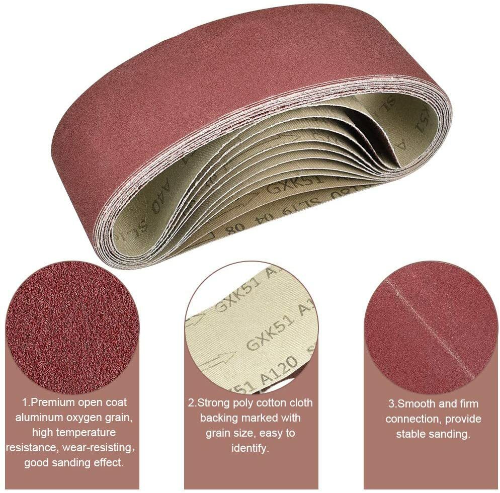 20Pack 3″ x 18″ Sanding Belt 40 60 80 120 150 240 400 Grit Belt Sander Sandpaper