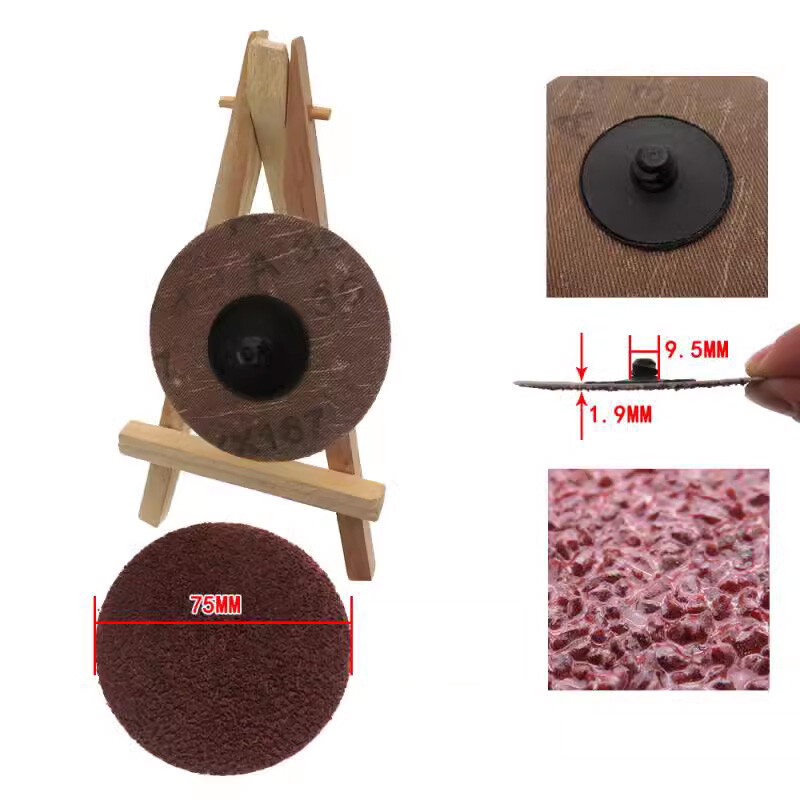 75mm 3″ Type R Sanding Disc Roll Lock Abrasive Grinding Pad Sandpaper 36-120Grit