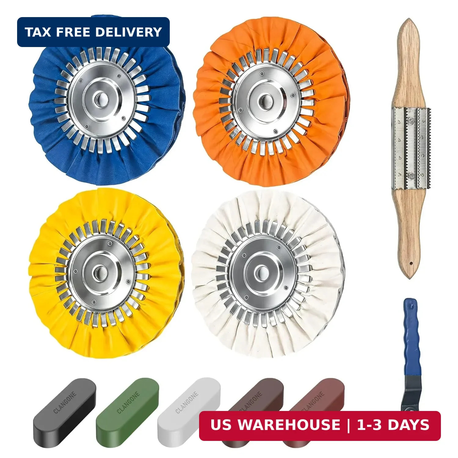 8″ Airway Buffing Wheels, Flange-Free Installation, 5/8″ Arbor Hole Aluminum Met