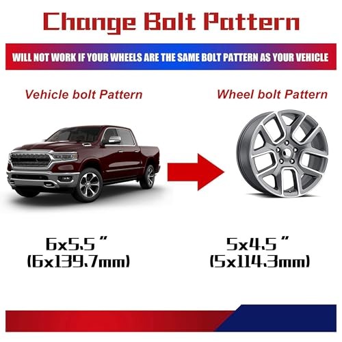Wheel Adapters Conversion Compatible with JK XK WK WJ Wheels on 6×5.5 to 5×4.5