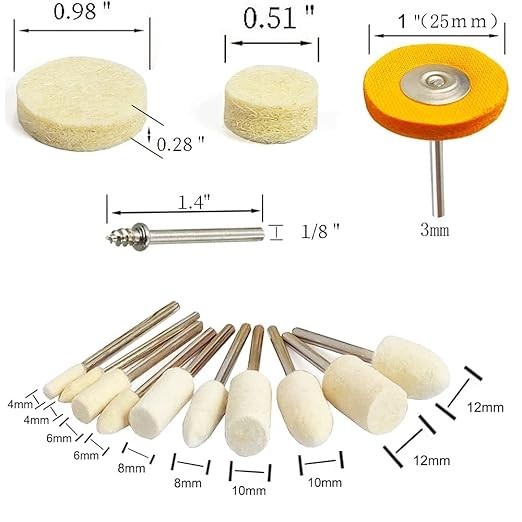 78 Pcs Polishing Buffing Wheel Set for Dremel Polishing Kit Felt Wool Cotton 1/8