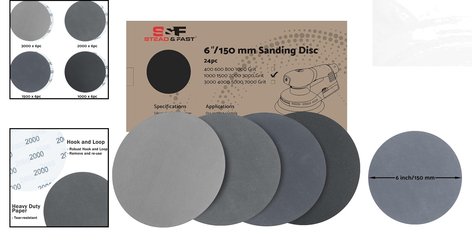 6 Inch Sanding Discs Assortment: 24 Pcs – Perfect for Metal & Wood