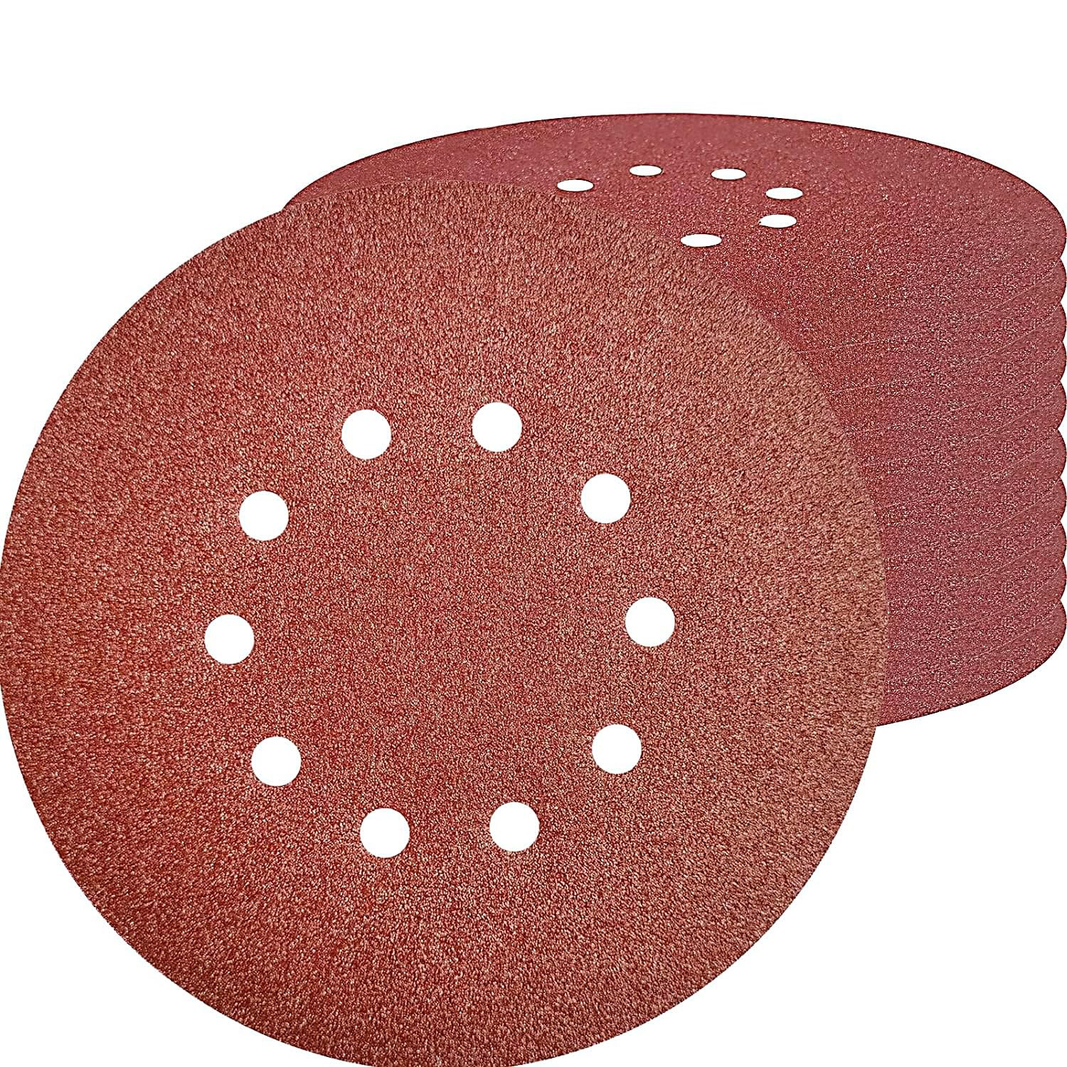 10 Pack 9-Inch 10 Hole 40 Grit Drywall Sandpaper -9″ Aluminum Oxide Hook-and-…