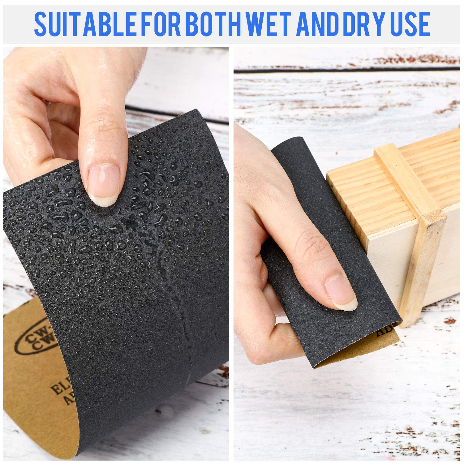 Abrasive Dry Wet Waterproof Sandpaper Sheets Assorted Grit of 400/600/ 800/10…