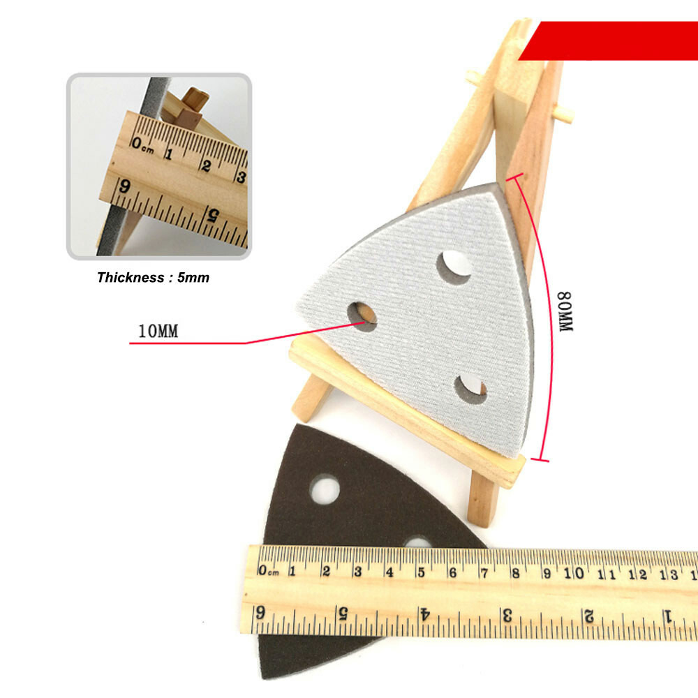 3 Hole Foam Sponge Hook & Loop Sanding Red Triangular Sandpaper Pads 80x80x80mm
