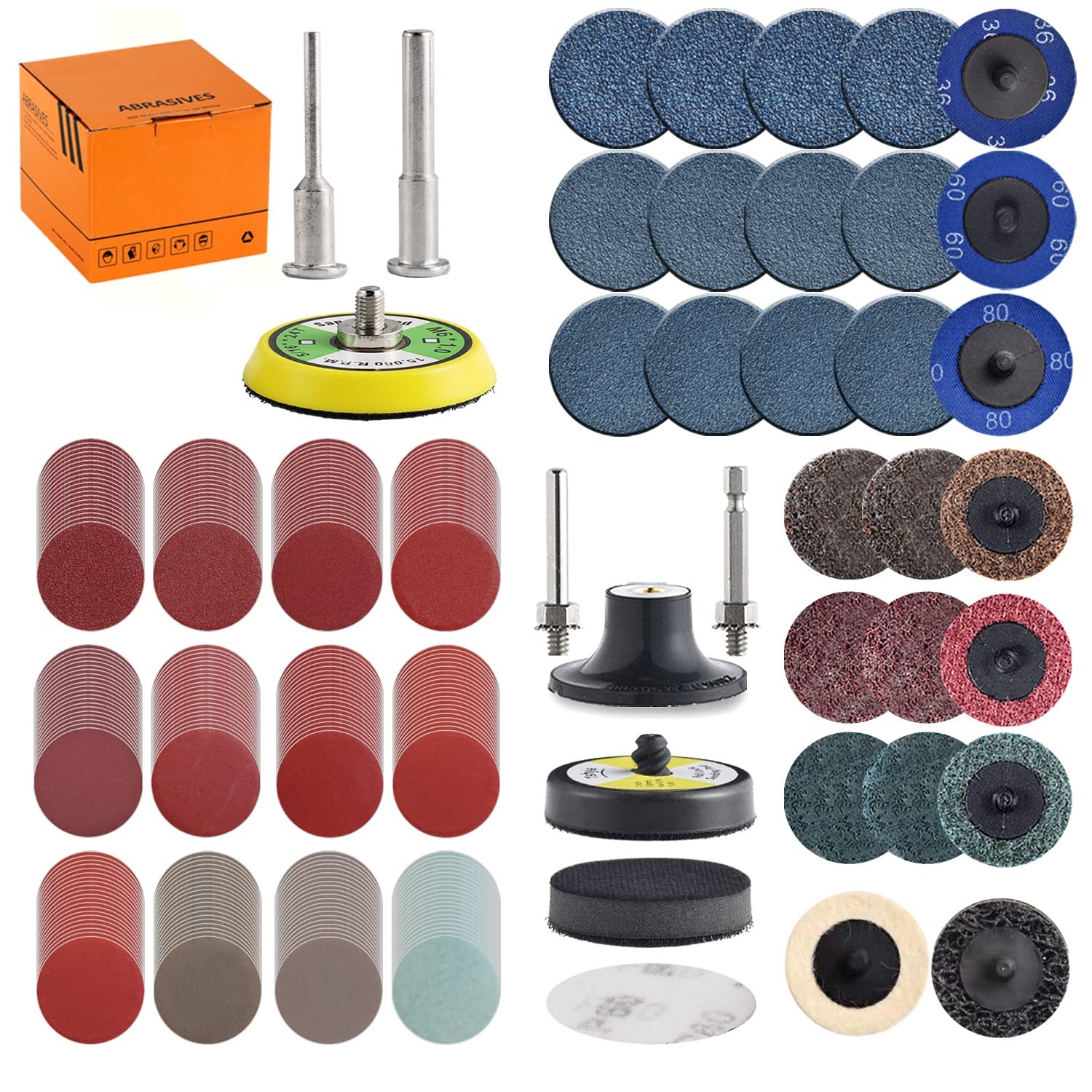 Tshya 270Pack 2inch Sanding Discs Pad Variety Kit for Drill 2 inches, Blue