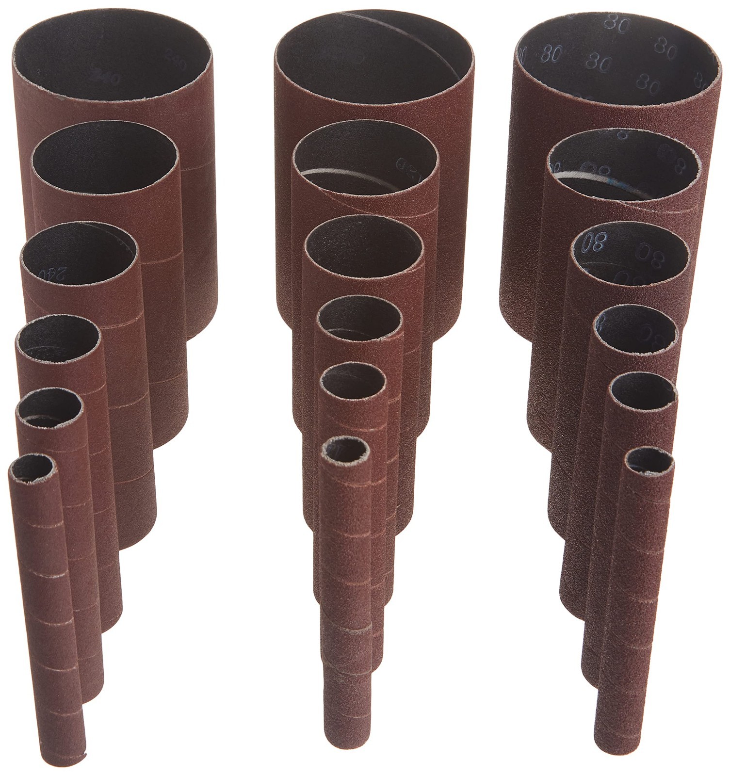 18-Pack Assorted Grit Spindle Sanding Sleeves for Woodworking & DIY Projects