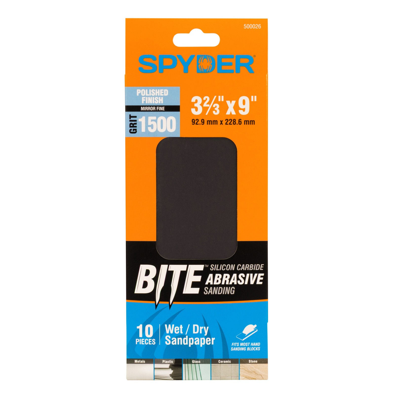Spyder 3-2/3 in. x 9 in. 1500 Grit Wet/Dry Sandpaper Sheets 10-Pack 500026