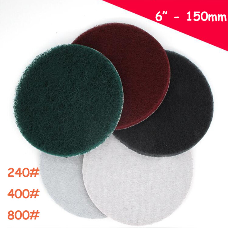 6″ Nylon Fiber Scouring Pads Hook & Loop Abrasive Cleaning Pad 240 400 800 Grit