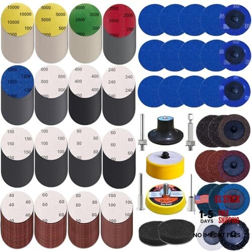 294 PCS 2 Inch Die Grinder Sanding Discs with 1/4″ &1/8″Roll Lock , Compatible