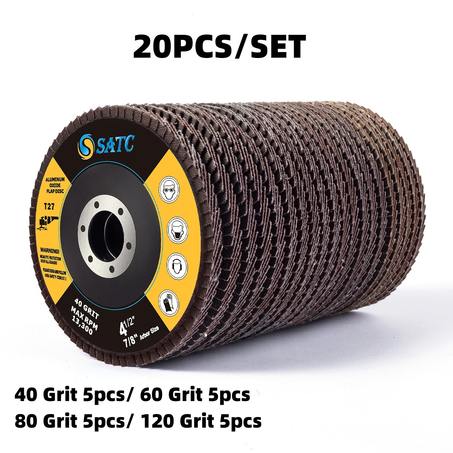 20x 4.5″ 4-1/2 Angle Grinder Sanding Grinding Wheels 40 60 80 120 Grit Flap Disc